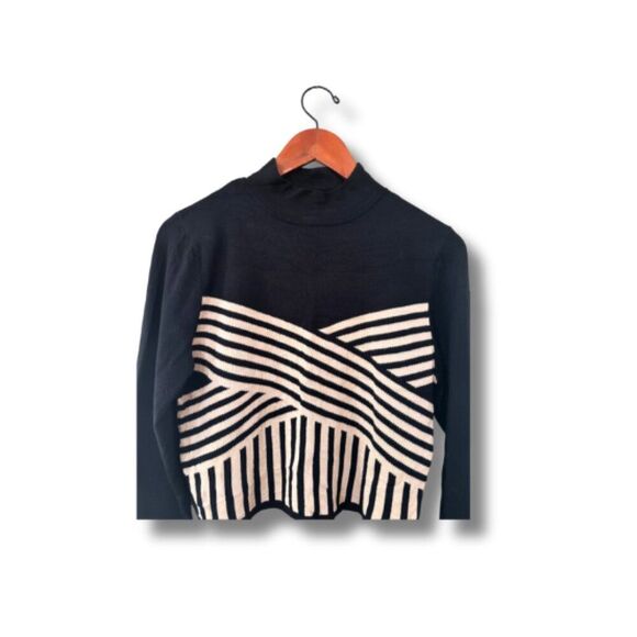 Derek Heart Black & Tan Geometric Striped Midi Pencil Skirt Set Size L - Picture 4 of 9